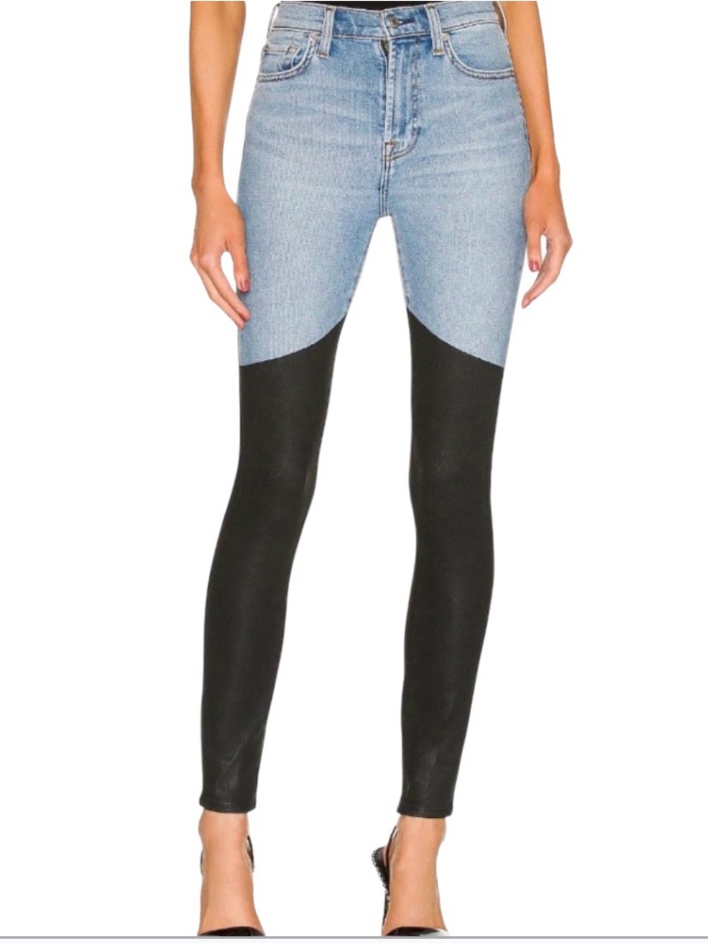 7 FOR ALL MANKIND TWO-TONE SKINNY JEANS SIZE 28